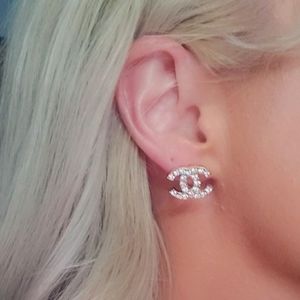 Luxury .925 Sterling Silver, 18K White Gold Plated CZ Stud Earrings